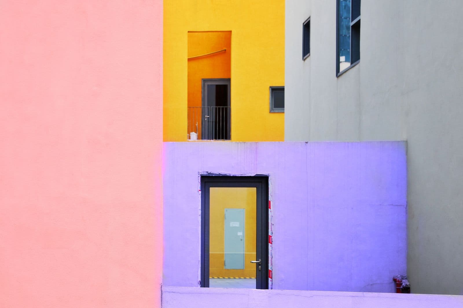 A colorful geometric building facade